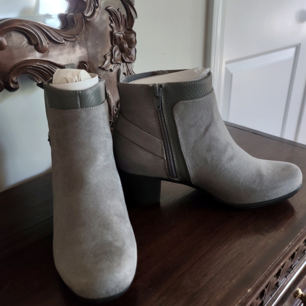 Gray ankle boots